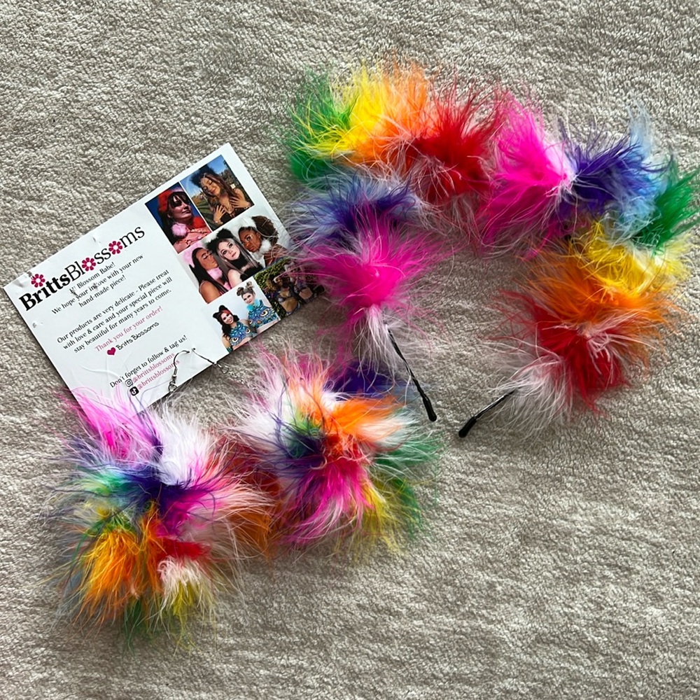 NEW Britts Blossom Light Prism Cat Ears and Earrings